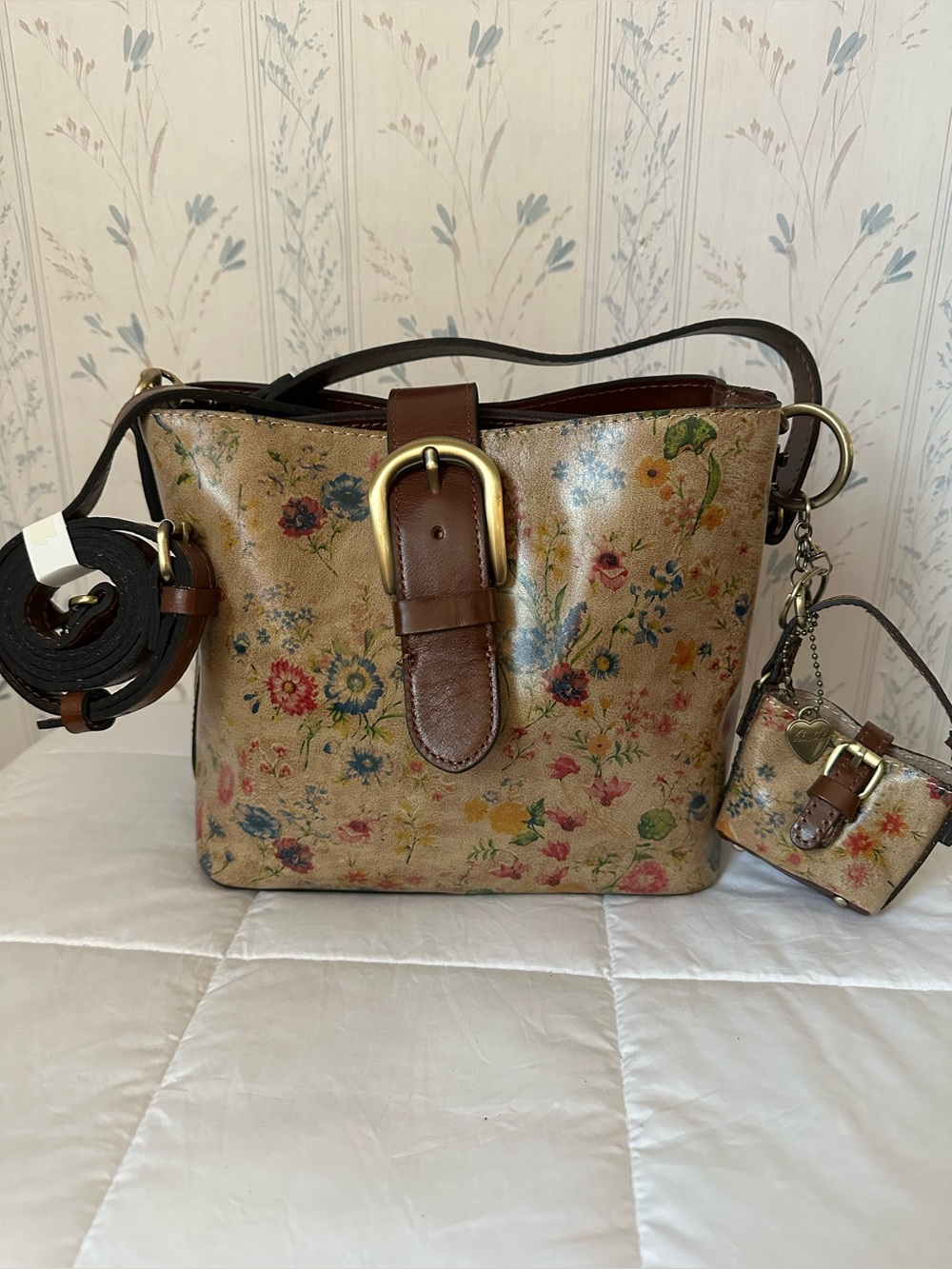 Patricia Nash Floral Bucket Bag with Bag Charm